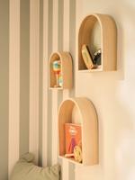 Set van 3 regenboog huisrekjes saliegroen - thumbnail