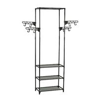 VidaXL Kledingrek 55x28,5x175 cm staal en ongeweven stof zwart - thumbnail