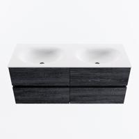 MONDIAZ VICA 120cm badmeubel onderkast Antracite 4 lades. Wastafel MOON dubbel 2 kraangaten, kleur Talc. - thumbnail