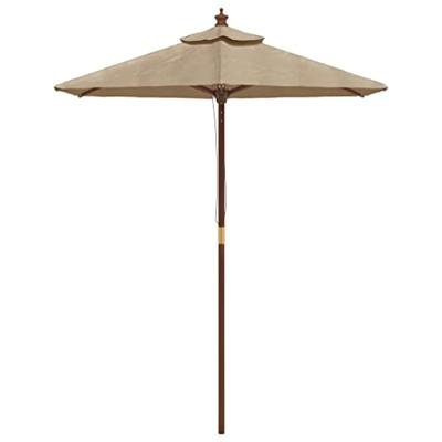 VidaXL Parasol met houten paal 196x231 cm taupe