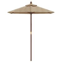 VidaXL Parasol met houten paal 196x231 cm taupe - thumbnail