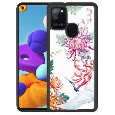 Samsung Galaxy A21s Back Cover Bird Flowers Samsung Galaxy A21s Back Cover Bird Flowers