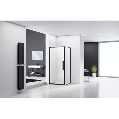 Van Rijn Products ST04 Hoekcabine - 100x90x200cm - helder glas - dikte 6mm - zwart ST0415010090KP