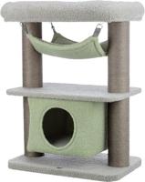 TRIXIE Junior Lunito 44442 Krabpaal, 71 cm, in grijs/mint, kleine kattenboom, op 2 niveaus, met kattenmand, kattenhuis met krab- en slaapmogelijkheid, gezellig en stabiel - thumbnail