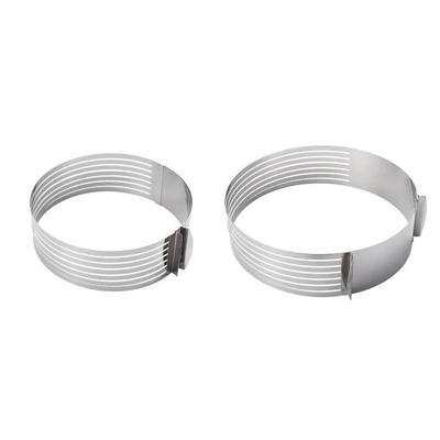 Bodemloze telescopische ring taart mal RVS ronde verstelbare Bakgebruiks voorwerpen gelaagde slicer (10 inch)