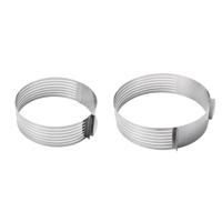 Bodemloze telescopische ring taart mal RVS ronde verstelbare Bakgebruiks voorwerpen gelaagde slicer (10 inch) - thumbnail
