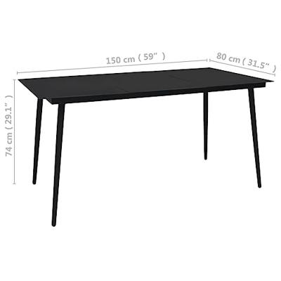 VidaXL Tuintafel 150x80x74 cm staal en glas zwart VidaXL Tuintafel 150x80x74 cm staal en glas zwart