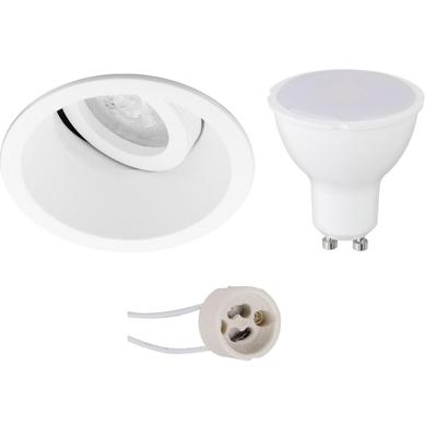LED Spot Set GU10 - Dimbaar & Kantelbaar - Mat Wit - 6W - Warm Licht 3000K