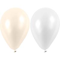 Creativ Company Ballonnen, rond, d 23 cm, wit, parelmoer, 10 stuk/ 1 doos - thumbnail