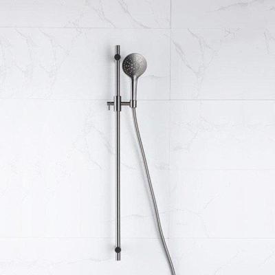 Fortifura Calvi glijstangset met ronde handdouche, gladde doucheslang Geborsteld Gunmetal PVD SW767491/SW799451/SW721165