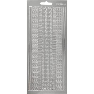 Creativ Company Stickers, randen, vel 10x23 cm, zilver, 1 vel