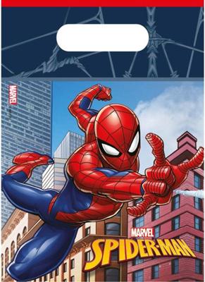 Globos papieren feestzakjes spider-man crime fighter, 6st. - thumbnail