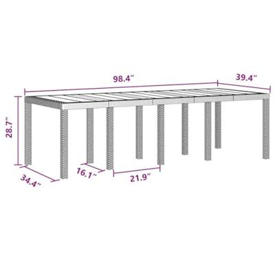 Tuin Eetset 9 pcs Bruin 250 x 100 x 73 cm Poly rattan