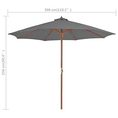 Tuinparasol met houten paal 300 cm antraciet