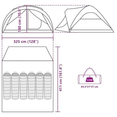 VidaXL Tunneltent 6-persoons waterdicht groen VidaXL Tunneltent 6-persoons waterdicht groen