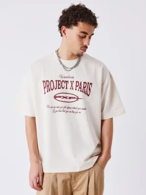 Project X Paris Varsity T-Shirt Heren Gebroken Wit - Maat XS - Kleur: Gebroken Wit | Soccerfanshop