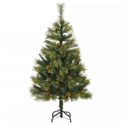 VidaXL Kunstkerstboom met scharnieren en dennenappels 120 cm