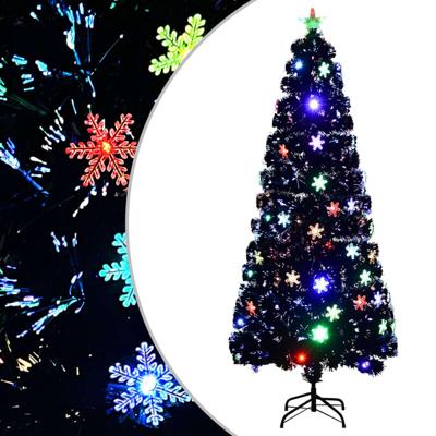 VidaXL Kerstboom met led-sneeuwvlokken 210 cm glasvezel zwart