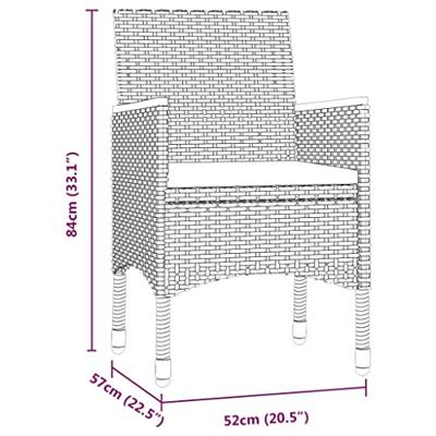 3-delige Tuinset met kussens zwart