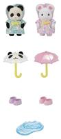 Gelede figuren - SYLVANIAN FAMILIES - Babyduo in regenpakken - Panda en Marshmallow Mouse - thumbnail