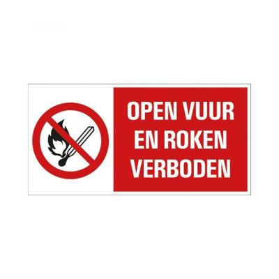 Bord Open vuur en roken verboden - 150x300 mm.