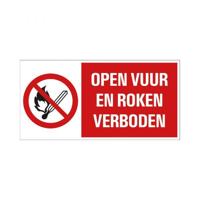Bord Open vuur en roken verboden - 150x300 mm. - thumbnail
