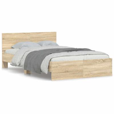 Bedframe met hoofdeinde sonoma eikenkleurig 135x190 cm - thumbnail