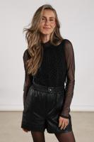 Nukus Puck Top Strass Nkf01001 Blouse 5 Black - thumbnail