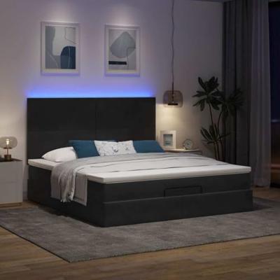 Ottoman bed met matrassen en LED's 180x200cm fluweel zwart