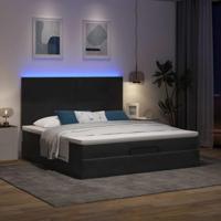 Ottoman bed met matrassen en LED's 180x200cm fluweel zwart - thumbnail