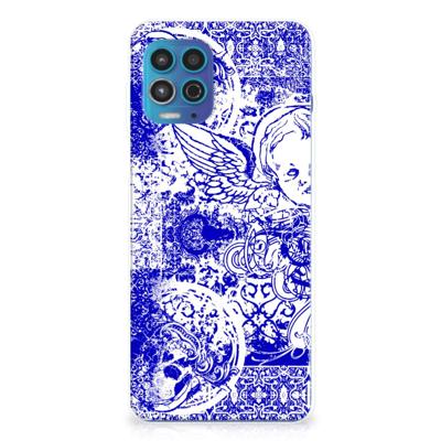 Silicone Back Case Motorola Moto G100 Angel Skull Blauw