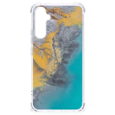 Samsung Galaxy A34 Anti-Shock Hoesje Marble Blue Gold Samsung Galaxy A34 Anti-Shock Hoesje Marble Blue Gold