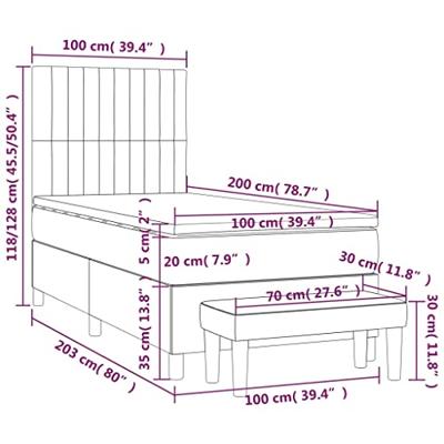 Boxspring met matras stof zwart 100x200 cm