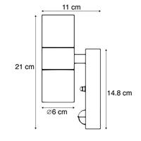 QAZQA Buitenwandlamp antraciet 2-lichts IP44 met bewegingssensor - - thumbnail