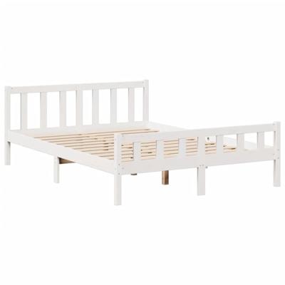 Bed met boekenkast zonder matras grenenhout wit 150x200 cm - thumbnail