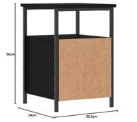 Nachtkastje 34x35,5x50 cm bewerkt hout zwart - thumbnail