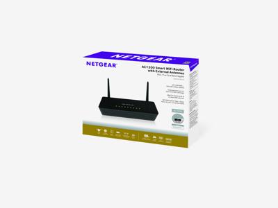 NETGEAR R6220 draadloze router AC1200 (dual-band, tot 1200 Mbps, dekking tot 90 m² en 20 apparaten, gratis Nighthawk-app, 4x 1G Ethernet en 1x USB 2.0-poorten)