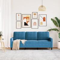 Driezitsbank 180 cm fluweel blauw - thumbnail