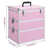 VidaXL Make-up koffer 37x24x40 cm aluminium roze - thumbnail