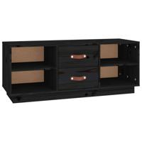 Tv-meubel 100x34x40 cm massief grenenhout zwart - thumbnail