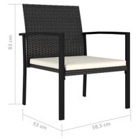 Tuinstoelen 4 st poly rattan zwart - thumbnail