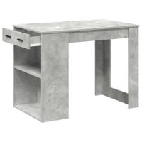 Bureau met lade en plank 102x62x77,5 cm bewerkt hout betongrijs - thumbnail