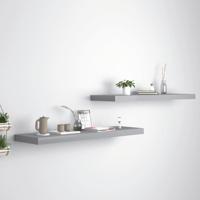 Wandschappen zwevend 2 st 90x23,5x3,8 cm MDF grijs - thumbnail