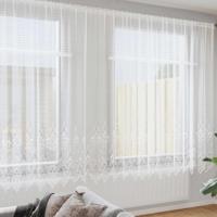 VidaXL Kantgordijn met gordijnen bloemen wit 200 x 900 cm polyester - thumbnail