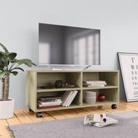 VidaXL Tv-meubel met wieltjes 90x35x35 cm bewerkt hout sonoma eiken - thumbnail