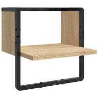 4-delige Wandschappenset met stangen bewerkt hout sonoma eiken - thumbnail