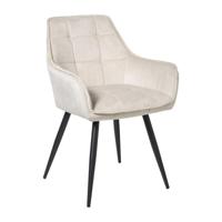 Eetkamerstoel velvet met armleuning - beige - 87x56.5x43 cm - thumbnail