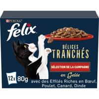 Felix Heerlijke Plakjes Farm Selectie met rund, kip, eend, kalkoen in gelei natvoer kat 8 x ( 96 x 80 g) - thumbnail