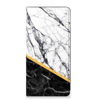 OPPO A17 | Standcase | Marmer Wit Zwart - Origineel Cadeau Man - thumbnail