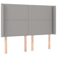 Hoofdbord met randen 147x16x118/128 cm stof lichtgrijs - thumbnail